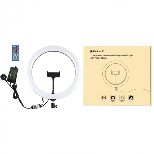 Puluz 11,8 pouces 30cm RVB RGB DIMMABLE LED Bague Vlogging Selfie Photographie Vidéo S'allonge avec la tête de boule de trépied de trépied froide et pince de téléphone (Noir) (Plug-UK) SP11UK1383-017