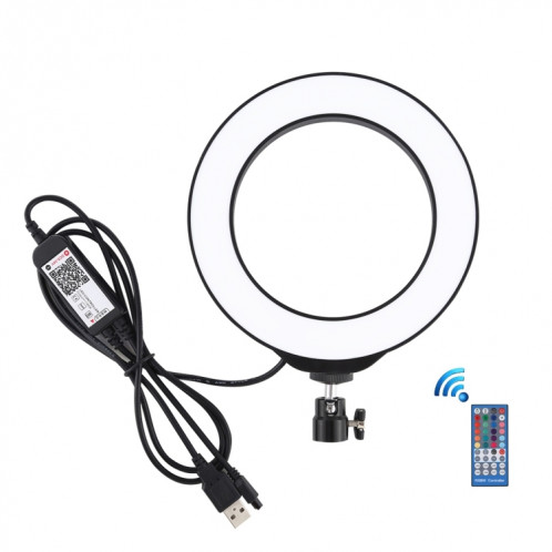 PULUZ 6.2 pouces 16cm USB RGBW Dimmable LED Anneau Vlogging Photographie Vidéo Lumières avec Cold Shoe Trépied Rotule et Télécommande (Noir) SP429B264-017