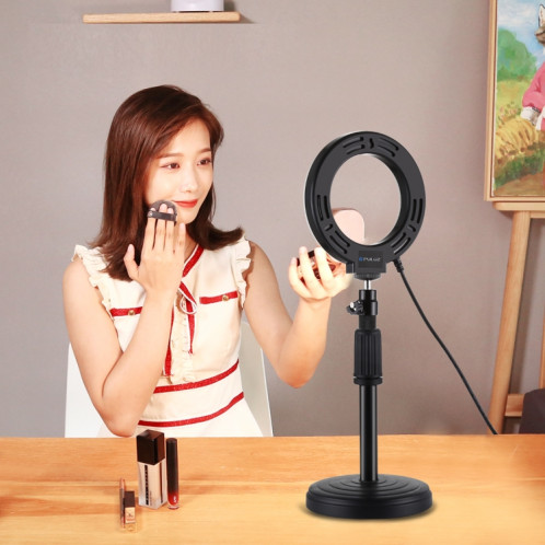 PULUZ 4.7 pouces 12cm Surface incurvée USB 10 modes 8 couleurs RGBW Dimmable LED Anneau Vlogging Photographie Vidéo Lumières avec Trépied Rotule (Noir) SP431B957-016