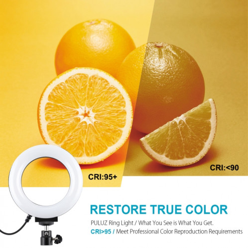 PULUZ 4.7 pouces 12cm Surface incurvée USB 10 modes 8 couleurs RGBW Dimmable LED Anneau Vlogging Photographie Vidéo Lumières avec Trépied Rotule (Noir) SP431B957-016