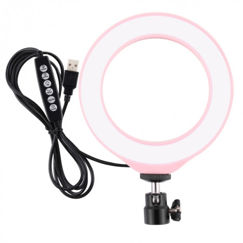 PULUZ 4.7 pouces 12cm USB 10 Modes 8 Couleurs RGBW Dimmable Anneau LED Vlogging Photographie Vidéo Lumières avec Trépied Rotule (Rose) SP431F531-015