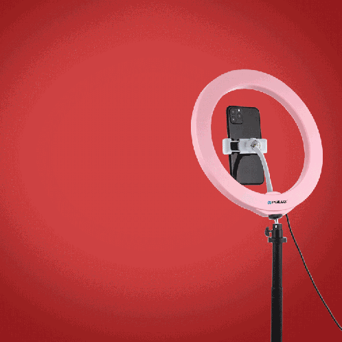 PULUZ 10.2 pouces 26cm USB 10 Modes 8 Couleurs RGBW Dimmable LED Anneau Vlogging Photographie Vidéo Lumières avec Chaussure Froide Trépied Rotule Et Pince De Téléphone (Rose) SP433F304-015