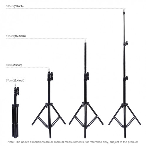Support de montage de trépied de hauteur PULUZ 1.6m pour kits de diffusion en direct de lumière vidéo Vlogging SPU4341468-05