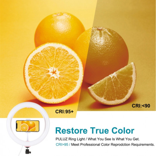 PULUZ 10.2 pouces 26cm USB 3 modes Dimmable Double température de couleur LED Anneau de lumière diffuse incurvée Vlogging Selfie Photography Video Lights avec pince de téléphone (rose) SP456F834-014