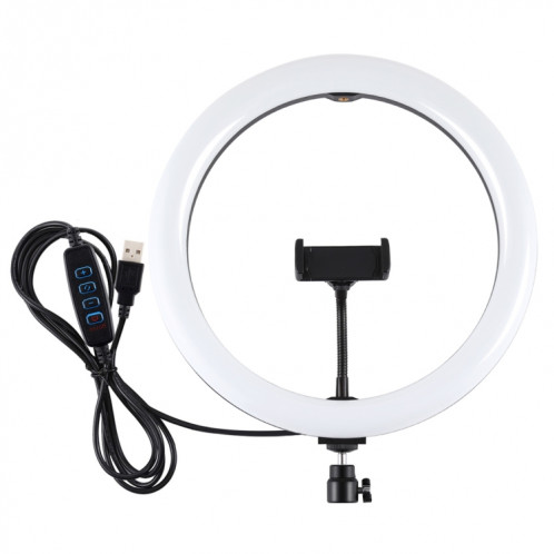 PULUZ 11.8 pouces 30cm USB 3 modes Dimmable Double température de couleur LED Anneau de lumière diffuse incurvée Vlogging Selfie Photographie Lumières vidéo avec pince de téléphone (Noir) SP457B66-014