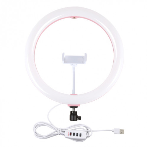 PULUZ 11.8 pouces 30cm USB 3 modes Dimmable Dual Color Temperature LED Anneau de lumière diffuse incurvée Vlogging Selfie Photography Video Lights avec pince de téléphone SP457F489-014