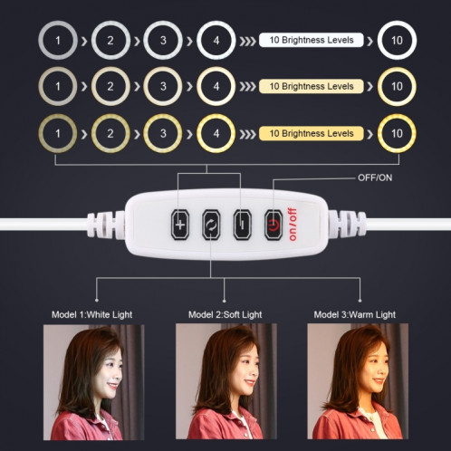 PULUZ 11.8 pouces 30cm USB 3 modes Dimmable Dual Color Temperature LED Anneau de lumière diffuse incurvée Vlogging Selfie Photography Video Lights avec pince de téléphone SP457F489-014