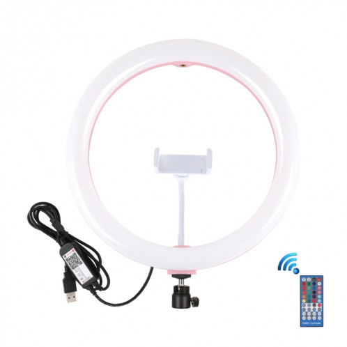 PULUZ 11.8 pouces 30cm RGB Dimmable LED Double température de couleur LED Anneau de lumière diffuse incurvée Vlogging Selfie Photographie Lumières vidéo avec trépied Rotule et pince de téléphone et télécommande SP458F1404-018