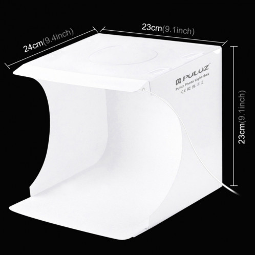 PULUZ 20cm Pliable Portable 550LM Light Photo Lighting Studio Tente de Tir Kit Box avec 6 couleurs de fond (noir, blanc, jaune, rouge, vert, bleu), déplier la taille: 24cm x 23cm x 22cm SP5021392-017
