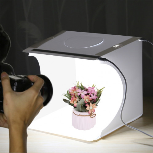 PULUZ 20cm Comprend 2 Panneaux LED Pliable Portable 1100LM Light Photo Lighting Studio Tente De Tir Kit Avec 6 Couleurs De Fond (Noir, Blanc, Jaune, Rouge, Vert, Bleu), Déplier Taille: 24cm x 23cm x 23cm SP22RU1985-018