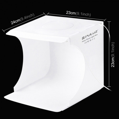 PULUZ 20cm Comprend 2 Panneaux LED Pliable Portable 1100LM Light Photo Lighting Studio Tente De Tir Kit Avec 6 Couleurs De Fond (Noir, Blanc, Jaune, Rouge, Vert, Bleu), Déplier Taille: 24cm x 23cm x 23cm SP5022370-018