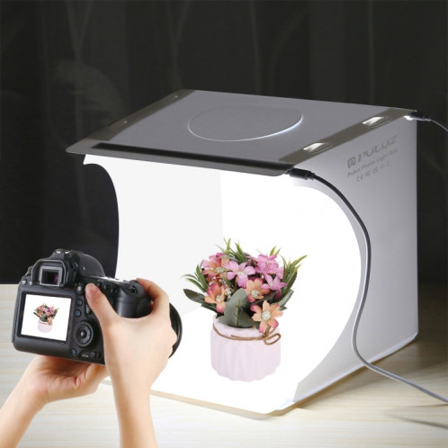 PULUZ 20cm Comprend 2 Panneaux LED Pliable Portable 1100LM Light Photo Lighting Studio Tente De Tir Kit Avec 6 Couleurs De Fond (Noir, Blanc, Jaune, Rouge, Vert, Bleu), Déplier Taille: 24cm x 23cm x 23cm SP5022370-018
