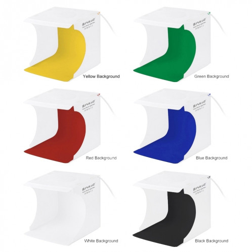 PULUZ 23cm Anneau LED Panneau Pliant Portable Light Photo Lighting Studio Tente De Tir Kit Box avec 6 Couleurs de Fond (Noir, Blanc, Jaune, Rouge, Vert, Bleu), Déplier Taille: 24cm x 23cm x 23cm SP5023573-017