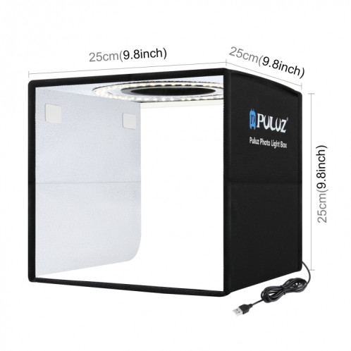 PULUZ 25cm pliant portable haut 97 CRI Light Ring photo éclairage studio de prise de vue Boîte Tente avec 12 couleurs, Taille Backdrops: 25cm x 25cm x 25cm (Noir) SP025B254-018