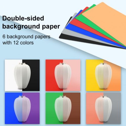 PULUZ 25CM pliable portable 3 modes double couleur Température Bague lumière photo éclairage Studio Teinture de tir Boîte avec 6 x Couleur double côté Couleur, Taille: 25cm x 25cm x 25cm (noir) SP027B901-09