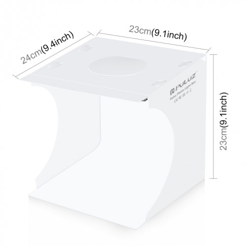 PULUZ 20 cm comprend 2 panneaux LED pliables et portables 1100 lm pour éclairage photo, kit de boîte de tente de prise de vue en studio avec 2 couleurs de fond (noir, blanc), taille dépliée : 24 cm x 23 cm x 23 cm SP50291989-010