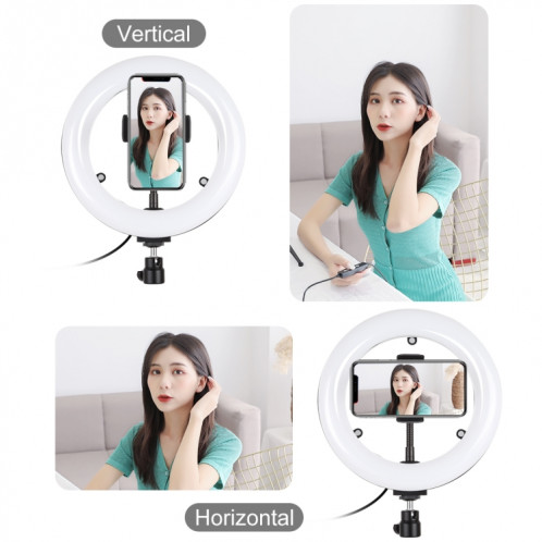 PULUZ 7,9 pouces 20 cm USB 3 modes Dimmable Double température de couleur LED Anneau lumineux incurvé Vlogging Selfie Photography Lampes vidéo avec miroir (noir) SP502B314-016