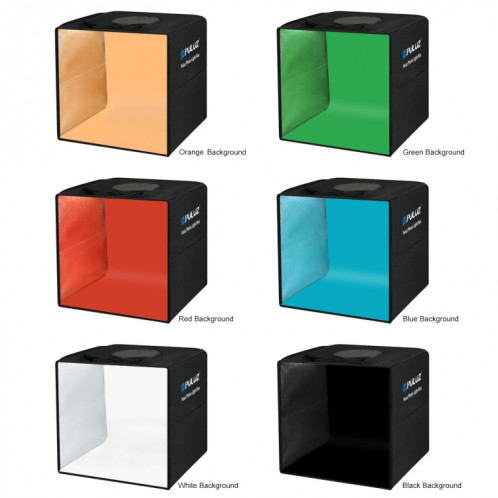 Puluz 30cm pliante haute 97 cri sonnerie photo lumière Studio Studio Shooting Tente Boîte boîte avec 6 couleurs Blanc, Orange, Rouge, Vert, Bleu), Taille du feu: 30cm x 30cm x 30cm (noir) SP032B1556-016