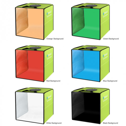 PULUZ 30cm pliant haut 97 CRI Light Ring Eclairage studio Prise de vue Tente Box Kit avec 6 couleurs (Backdrops noir, blanc, orange, rouge, vert, bleu), Taille: 30cm x Déplier 30cm x 30cm (Vert) SP032G469-016
