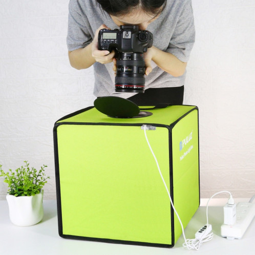PULUZ 30cm pliant haut 97 CRI Light Ring Eclairage studio Prise de vue Tente Box Kit avec 6 couleurs (Backdrops noir, blanc, orange, rouge, vert, bleu), Taille: 30cm x Déplier 30cm x 30cm (Vert) SP032G469-016