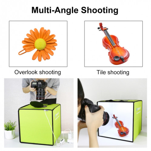 PULUZ 30cm pliant haut 97 CRI Light Ring Eclairage studio Prise de vue Tente Box Kit avec 6 couleurs (Backdrops noir, blanc, orange, rouge, vert, bleu), Taille: 30cm x Déplier 30cm x 30cm (Vert) SP032G469-016