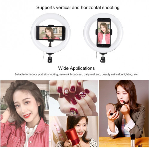 PULUZ 7.9 pouces 20cm USB RGB Dimmable LED Double température de couleur LED Anneau lumineux incurvé Vlogging Selfie Photography Video Lights avec pince de téléphone (Noir) SP503B1826-019