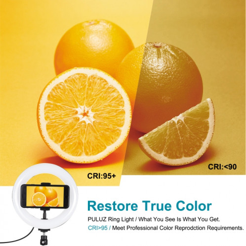 PULUZ 7.9 pouces 20cm USB RGB Dimmable LED Double température de couleur LED Anneau lumineux incurvé Vlogging Selfie Photography Video Lights avec pince de téléphone (Noir) SP503B1826-019