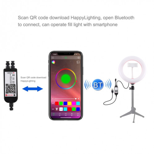 PULUZ 7.9 pouces 20cm USB RGB Dimmable LED Double température de couleur LED Anneau lumineux incurvé Vlogging Selfie Photography Video Lights avec pince de téléphone (Rose) SP503F1183-019