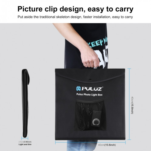 PULUZ 40CM pliable portable 24W 5500K Lumière blanche Dimmable Éclairage de photos Studio Tehing Coffret boîte avec 6 couleurs (noir, orange, blanc, rouge, vert, bleu)) SP40AU1067-019