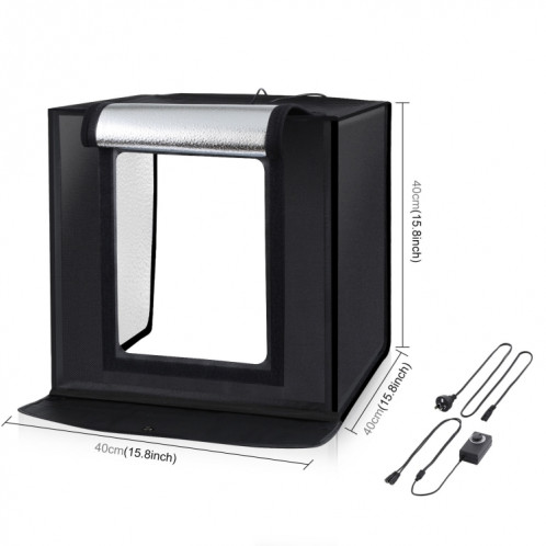 PULUZ 40CM pliable portable 24W 5500K Lumière blanche Dimmable Éclairage de photos Studio Tehing Coffret boîte avec 6 couleurs (noir, orange, blanc, rouge, vert, bleu)) SP40AU1067-019