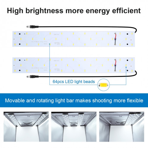 Puluz 40cm pliable portable 24W 5500K Light Blanc Dimmable Éclairage de photos Studio Tehinging Box Kit avec 6 couleurs (noir, orange, blanc, rouge, vert, bleu) SP40EU962-019