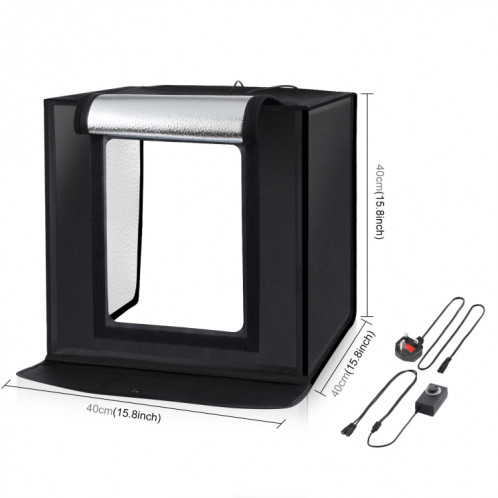 PULUZ 40CM pliable portable 24W 5500K blanc lumière dimmable photo lumpoue studio shooting tente box kit de boîte avec 6 couleurs (noir, orange, blanc, rouge, vert, bleu) SP40UK1520-019