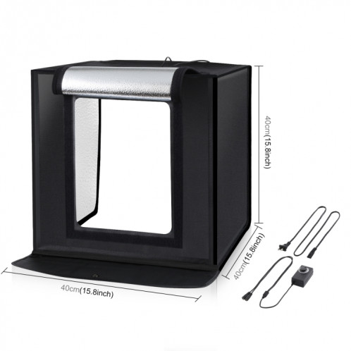 PULUZ 40CM pliable portable 24W 5500K Light blanc Dimmable Éclairage de photos Studio Tehinging Tente Box Kit avec 6 couleurs (noir, orange, blanc, rouge, vert, bleu) SP50401047-019