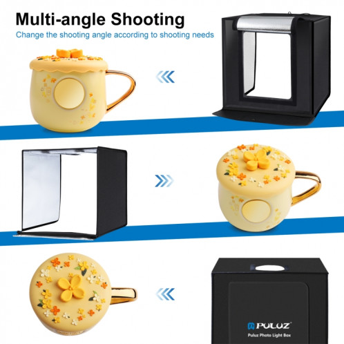 PULUZ 40CM pliable portable 24W 5500K Light blanc Dimmable Éclairage de photos Studio Tehinging Tente Box Kit avec 6 couleurs (noir, orange, blanc, rouge, vert, bleu) SP50401047-019