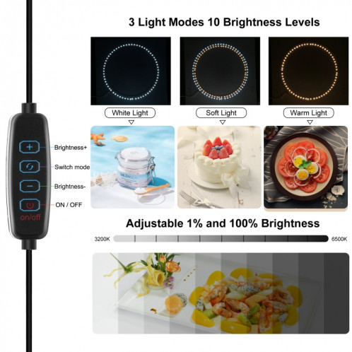 Bague Portable Portable Puluz 40cm Lumière USB Éclairage de photo Studio Studio Boîte de tente avec 6 x Couleur à double côté Taille: 40cm x 40cm x 40cm (noir) SP041B1040-012