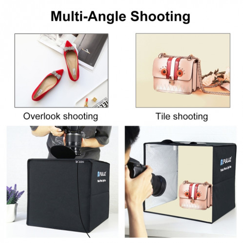 Bague Portable Portable Puluz 40cm Lumière USB Éclairage de photo Studio Studio Boîte de tente avec 6 x Couleur à double côté Taille: 40cm x 40cm x 40cm (noir) SP041B1040-012