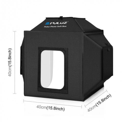 PULUZ 40cm Pliant 24W 5500K Studio Tente de Tir Soft Box Kit d'éclairage de Photographie avec 4 Couleurs (Noir, Orange, Blanc, Vert) Toiles de Fond (Prise UE) SP42EU1330-015