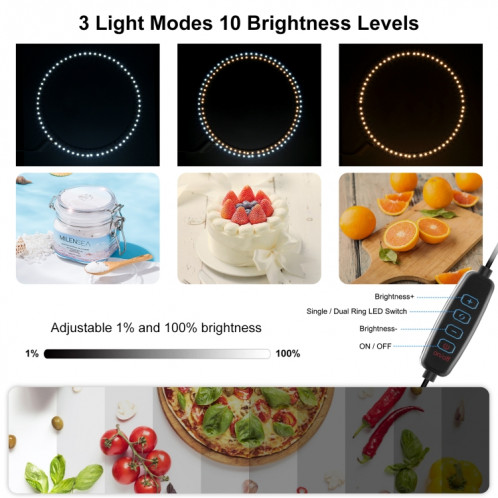 PULUZ 40 cm Pliable Portable Anneau Lumineux Charge Rapide USB Photo Éclairage Studio Tente de Prise de Vue Boîte avec 6 x Toiles de Fond Couleur Double Face, Taille: 40 cm x 40 cm x 40 cm SP44BD495-013