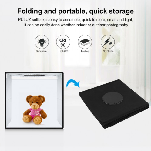 PULUZ 40 cm Pliable Portable Anneau Lumineux Charge Rapide USB Photo Éclairage Studio Tente de Prise de Vue Boîte avec 6 x Toiles de Fond Couleur Double Face, Taille: 40 cm x 40 cm x 40 cm SP44BD495-013