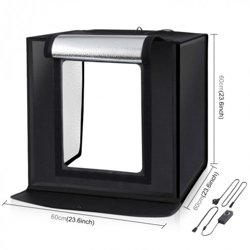 Puluz Photo Studio Boîte lumineuse portable 60 x 60 x 60 cm Tente lumineuse LED 5500K Blanc Dimmable Mini 36W Photographie Prise de photographie Studio Tente Studio avec 6 Toiles de fond amovibles (Orange Noir Blanc SP60AU707-020