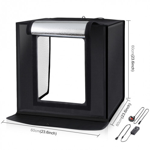 Puluz Photo Studio Boîte lumineuse portable 60 x 60 x 60 cm Tente lumineuse LED 5500K Light Blanc Dimmable Mini 36W Photographie Prise de photographie Studio Tente Studio avec 6 Toiles de fond amovibles (Blanc Orange SP60UK1024-020