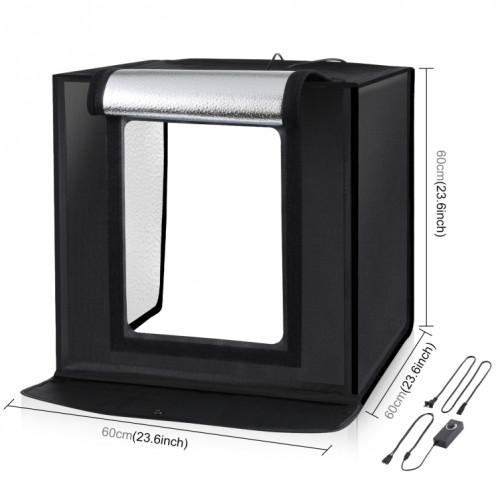Puluz Photo Studio Boîte lumineuse portable 60 x 60 x 60 cm Tente lumineuse LED 5500K Light Blanc Dimmable Mini 36W Photographie Prise de photographie Kit de tente Studio avec 6 Toiles de fond amovibles (Orange Noir SP50601189-020