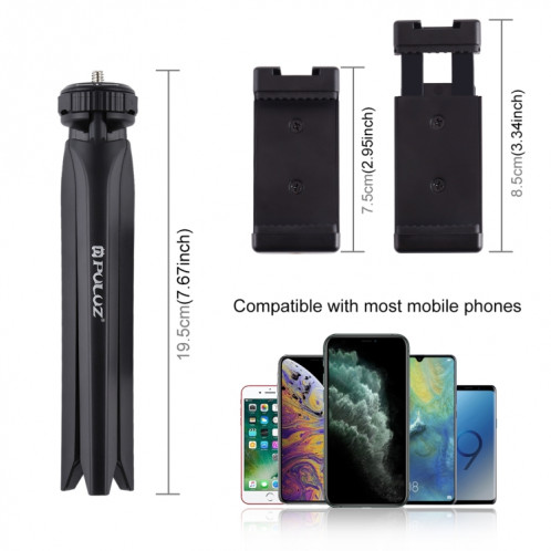 PULUZ Pocket Mini support de trépied en plastique avec pince pour téléphone intelligent (noir) SP506B1836-09