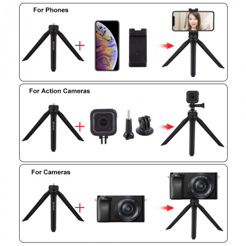 PULUZ Pocket Mini support de trépied en plastique avec pince pour téléphone intelligent (noir) SP506B1836-09