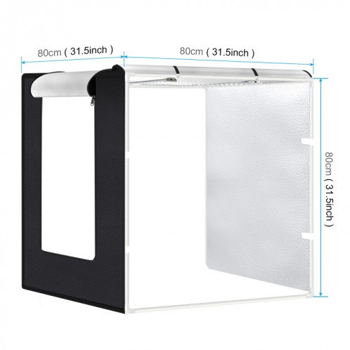 PULUZ 80CM PLACKING PORTABLE 80W 9050LM BLANC LETURE LUMIÈRE D'ÉCLAUIRATION SUDIO BOX TEPT BOX Kit avec 3 couleurs (noir, blanc, orange) Backs (Plug EU) SP80EU440-017