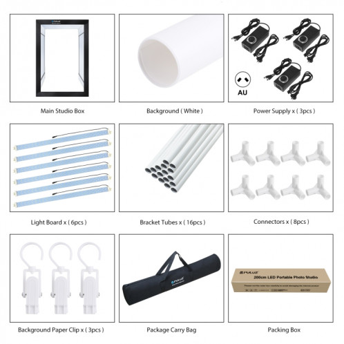PULUZ 2M 240W 5500K Photo Light Studio Box Kit pour vêtements / Portrait de modèle pour adultes (Plug AU) SP10AU270-017