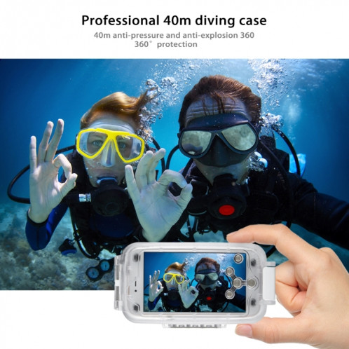 PULUZ 40m / 130ft imperméable à l'eau de plongée logeant la vidéo de prise de couverture étui pour iPhone 8 Plus et 7 plus (transparent) SP002T1084-017