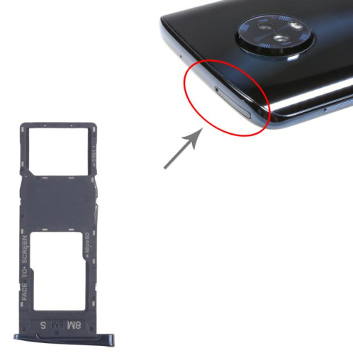 Tiroirs pour cartes SIM et Micro SD d'origine pour Motorola Moto G6 Plus (10 pièces) (noir) SH264B892-04