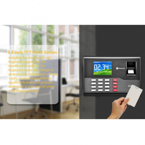 A-C121 2,8 pouces Couleur TFT Screen Fingerprint & RFID Temps Présence, Horloge USB Attendance Horloge de bureau SA20121546-016