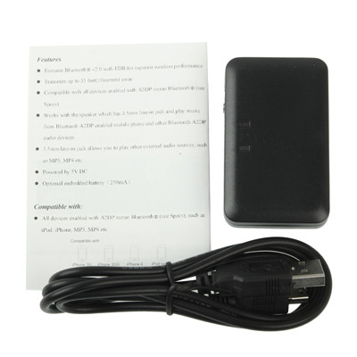 Mini récepteur de musique Bluetooth pour iPhone 4 & 4S / 3GS / 3G / iPad 3 / iPad 2 / Autres téléphones Bluetooth et PC, taille: 60 x 36 x 15 mm (noir) SH026B1258-06